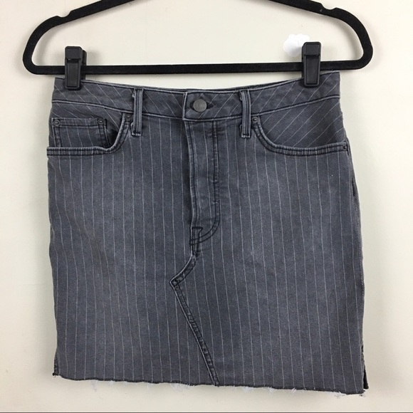 Revolve | GRLFRND Blaire Striped High Rise Denim Pencil Skirt - Picture 5 of 15